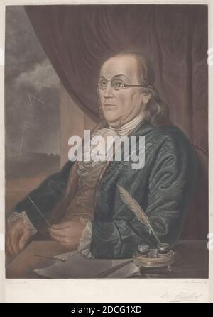 Max Rosenthal, (artiste), américain, 1833 - 1918, Charles Willson Peale, (artiste d'après), américain, 1741 - 1827, Benjamin Franklin, 1901, mezzotint de couleur sur papier de Chine Banque D'Images