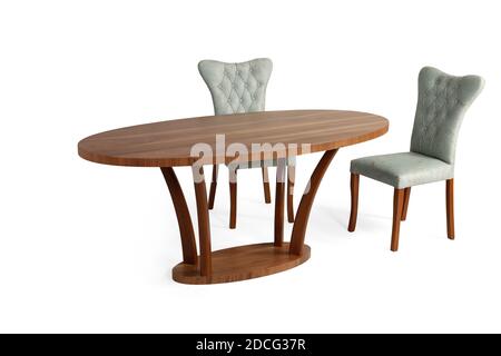 table à manger moderne isolée sur fond blanc Banque D'Images