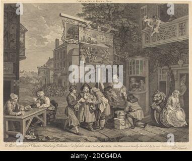 Charles Grignion, (artiste), britannique, 1717 - 1810, William Hogarth, (artiste après), anglais, 1697 - 1764, démarchage pour les votes, quatre tirages d'une élection : pl.2, (série), 1757, gravure et gravure Banque D'Images