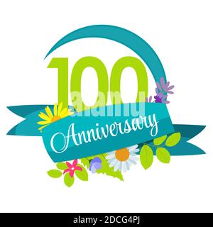 Illustration de l'affiche anniversaire de 100 ans de Cute nature Flower Template Banque D'Images