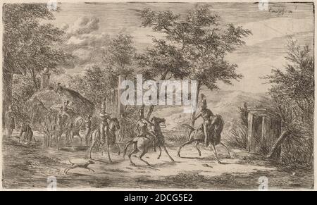 Gerhardus Emaus de Micault, (artiste), néerlandais, 1789 - 1863, Cavalry et Hay Wagon, gravure Banque D'Images