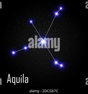 Constellation Aquila avec de belles étoiles lumineuses sur le fond de Illustration du ciel cosmique Banque D'Images