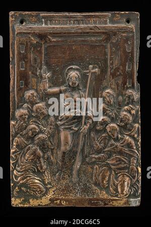 Venetian 15ème siècle, (artiste), Christ apparaissant aux Apôtres, 15ème siècle, bronze doré / Gilding largement frotté, total: 9.5 x 6.4 cm (3 3/4 x 2 1/2 in.) poids brut: 126 gr Banque D'Images