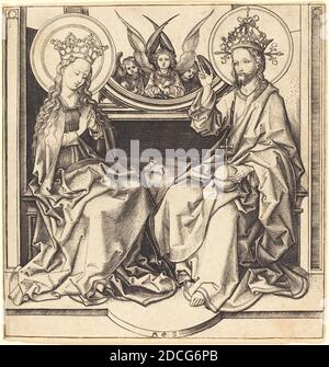 Martin Schongauer, (artiste), allemand, c. 1450 - 1491, Christ Bénédiction de la Vierge, c. 1480/1490, gravure, feuille (découpée au repère de la plaque) : 16.2 x 15.4 cm (6 3/8 x 6 1/16 po Banque D'Images