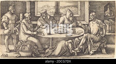 Sebald Beham, (artiste), allemand, 1500 - 1550, Christ dans la Maison de Simon le Pharisien, gravure Banque D'Images