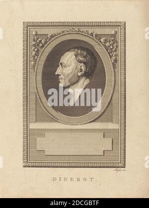 Thomas Ryder, (artiste), British, 1746 - 1810, Diderot, gravure sur papier à poser, assiette: 21.9 x 16.4 cm (8 5/8 x 6 7/16 po.), feuille: 24.9 x 19.7 cm (9 13/16 x 7 3/4 po Banque D'Images