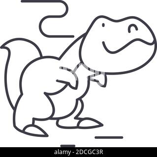 Icône de concept de dinosaure, illustration isolée linéaire, vecteur de ligne mince, signe de conception de Web, symbole de concept de contour avec trait modifiable sur blanc Illustration de Vecteur