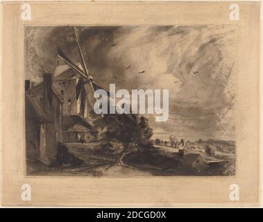 David Lucas, (artiste), britannique, 1802 - 1881, John Constable, (artiste après), britannique, 1776 - 1837, A Mill, in or before 1829, mezzotint Banque D'Images