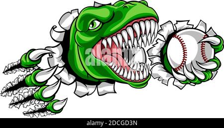 Joueur de Baseball Sports de dinosaures animal mascotte Illustration de Vecteur
