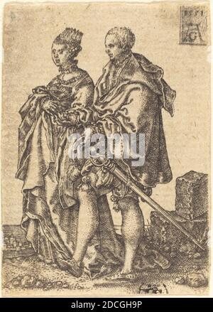 Heinrich Aldeverver, (artiste), allemand, 1502 - 1555/1561, couple dansant, petits danseurs de mariage, (série), 1551, gravure Banque D'Images