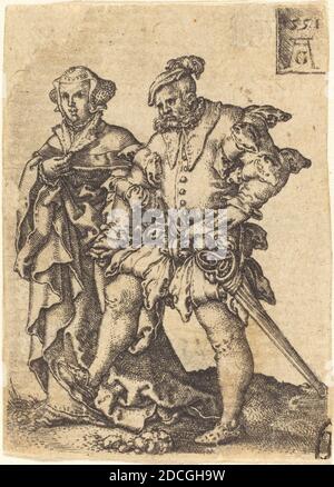 Heinrich Aldeverver, (artiste), allemand, 1502 - 1555/1561, couple dansant, petits danseurs de mariage, (série), 1551, gravure Banque D'Images