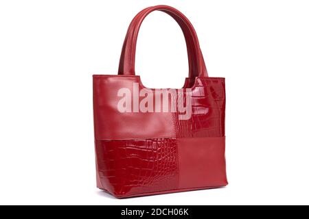 sac en cuir élégant pour femme sur fond blanc Banque D'Images