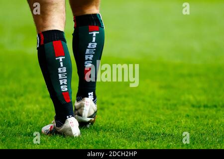 Leicester, Royaume-Uni. 21 novembre 2020. 21 novembre 2020 ; Stade Welford Road, Leicester, Midlands, Angleterre ; Rugby de première qualité, Leicester Tigers versus Gloucester Rugby ; détail des chaussettes de la collection d'accueil des Leicester Tigers crédit: Action plus Sports Images/Alay Live News crédit: Action plus Sports Images/Alay Live News Banque D'Images