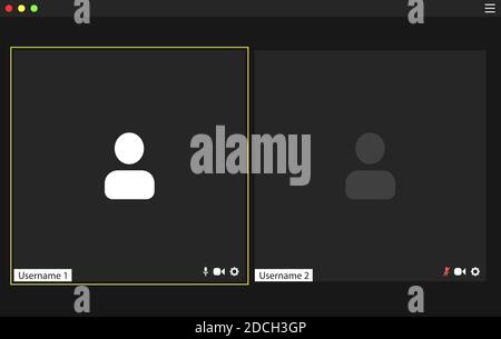 Interface utilisateur de vidéoconférence, superposition de la fenêtre appels de vidéoconférence Illustration de Vecteur