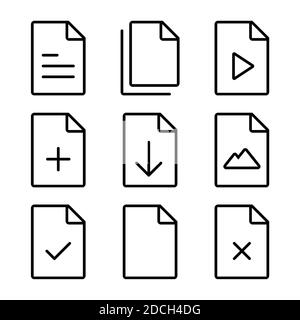 Ligne icônes symboles fichier photo multimédia plus vérifier le texte vide Banque D'Images