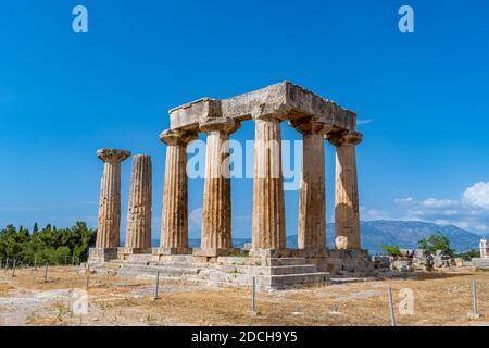 Temple d'Apollon à l'ancienne Corinthe Banque D'Images