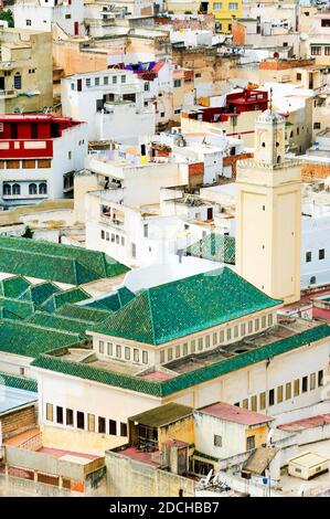 Moulay Idriss, la ville sainte du Maroc, nommée d'après Moulay Idriss I, est arrivée en 789, apportant la religion de l'Islam Banque D'Images