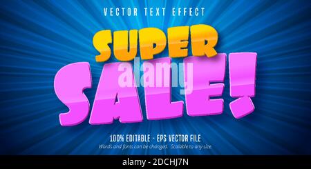 Texte Super sale, effet de texte modifiable de style de dessin animé Illustration de Vecteur