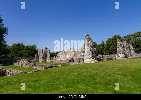 Les vestiges du Prieuré de Thetford, une maison monastique de Clunac à Thetford, Norfolk, Angleterre. Banque D'Images