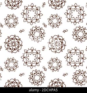 Motif ethnique brun mandala ou flocons de neige sans couture Illustration de Vecteur