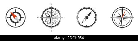 Ensemble d'icônes de compas noires isolées sur fond blanc. Illustration vectorielle. Illustration de Vecteur