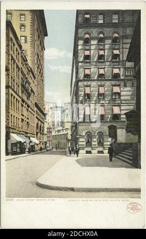 Young's Hotel, Ames Building, de court Street, Boston, Massachusetts, image fixe, cartes postales, 1898 - 1931 Banque D'Images