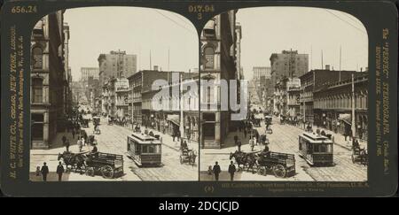 California St. à l'ouest de Sansome Street, San Francisco., image fixe, stéréographes, 1850 - 1930 Banque D'Images