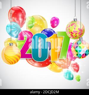 Couleur bulles brillantes 2017 fond d'écran du nouvel an Illustration Banque D'Images