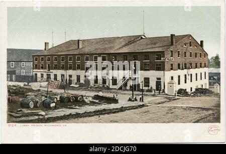 Prison de Libby, Richmond, Virginie, image fixe, cartes postales, 1898 - 1931 Banque D'Images