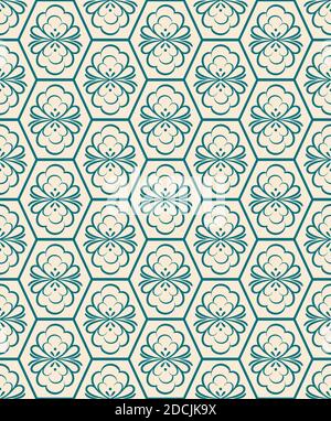 Motif géométrique fleuri abstrait sans couture. Élégant motif folk dessiné à la main, texture fine. Le fond jaune clair est facile à utiliser Illustration de Vecteur