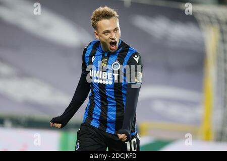 Noa Lang du Club célèbre après avoir obtenu son score lors d'un match de football entre le Club Brugge et KV Kortrijk, le samedi 21 novembre 2020 à Brugge, le 13 jour de Banque D'Images