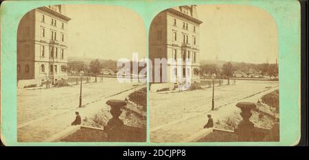 Vue sur le jardin public et la commune de la rue Newbury, image fixe, stéréographes, 1850 - 1930, Heywood, John B. (d. 1870 Banque D'Images