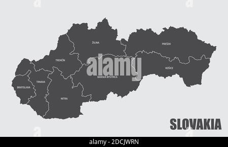 Carte des régions de Slovaquie Illustration de Vecteur