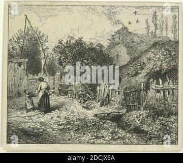 Paysage : cour de ferme., photo, tirages, 1844 Banque D'Images
