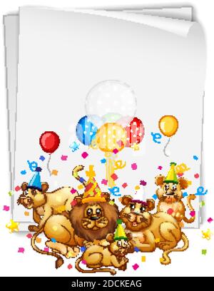 Bannière vierge avec de nombreux lions dans l'illustration de thème de fête Illustration de Vecteur