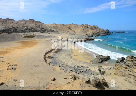 Ruines inca dans la Quebrada de la Huaca, également Puerto Inca, Chala, région d'Arequipa, Pérou Banque D'Images