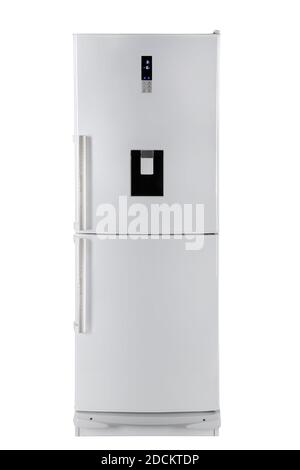 Vue avant du réfrigérateur blanc à double porte Banque D'Images