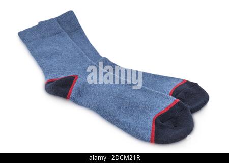 chaussettes hiver laine hommes isolées sur fond blanc Banque D'Images