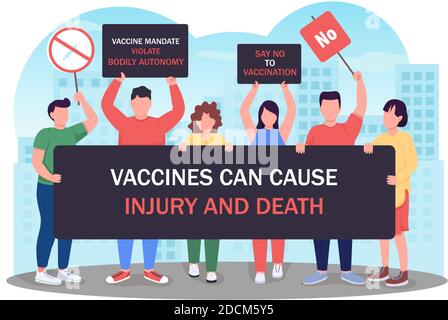 Protestation contre la vaccination illustration du vecteur de concept plat Illustration de Vecteur