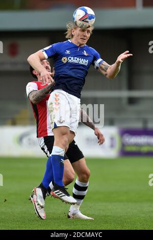 EXETER, ANGLETERRE. 21 NOVEMBRE Carl Piergianni d'Oldham Athletic lors du match Sky Bet League 2 entre Exeter City et Oldham Athletic au St James' Park, Exeter, le samedi 21 novembre 2020. (Credit: Eddie Garvey | MI News) Credit: MI News & Sport /Alay Live News Banque D'Images