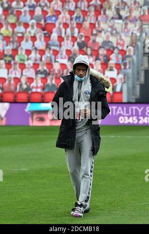 EXETER, ANGLETERRE. 21 NOVEMBRE Dylan Bahamboula d'Oldham Athletic avant le match Sky Bet League 2 entre Exeter City et Oldham Athletic au parc St James', Exeter, samedi 21 novembre 2020. (Credit: Eddie Garvey | MI News) Credit: MI News & Sport /Alay Live News Banque D'Images