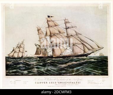 Clipper Ship 'sweepstake' F F Palmer lith éditeur N Currier 1855 Banque D'Images