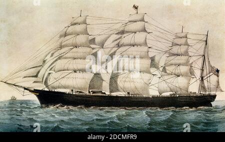 Bateau Clipper 'Great Republic' Currier et Ives Banque D'Images