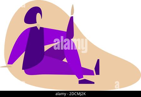 Femme pratiquant la pose de yoga. Illustration vectorielle monochrome. Une fille médite et se détend. Isolé sur un fond blanc. Illustration de Vecteur