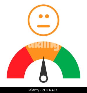 Icône client Emotions satisfaction compteur avec le symbole neutre sur fond . Illustration de Vecteur