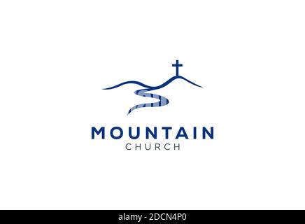 logo d'église de symbole avec modèle d'inspiration d'icône de montagne Banque D'Images