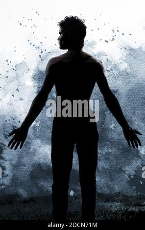 Un portrait combiné à une peinture Banque D'Images