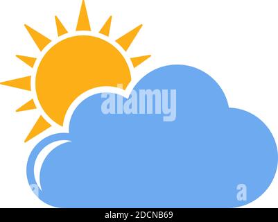 Soleil et nuages pour un design plat nuageux et couvert symbole d'icône Illustration de Vecteur