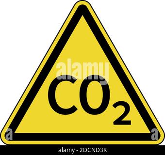 Avertissement CO2, panneau de signalisation routière jaune, cadre noir, illustration vectorielle Illustration de Vecteur