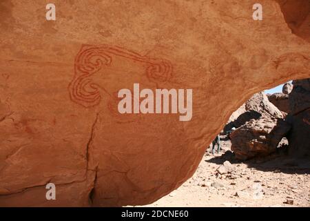 Célèbres peintures rupestres préhistoriques de Tassili N'Ajjer, Algérie Banque D'Images